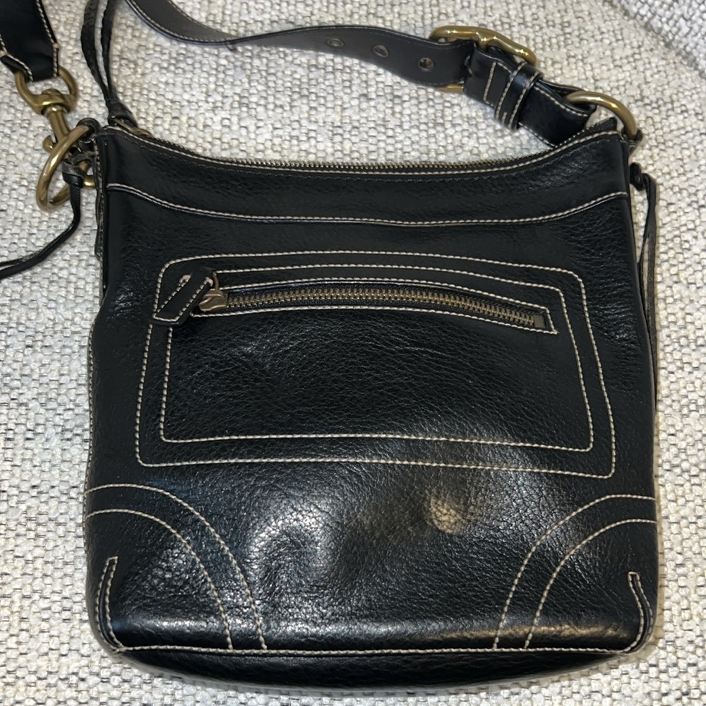 Coach Bleecker #10398 Pebbled-Leather Black Shoulder Crossbody Bag Style